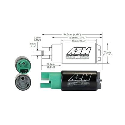 AEM 340LPH E85 High Flow In-Tank Fuel Pump (65mm, No-Hooks, Offset Inlet), WRX/STI/FXT/LGT, R35 GTR
