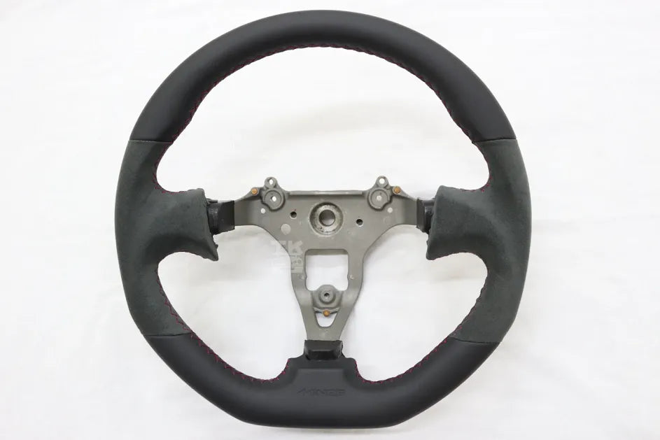 MINE'S Leather D-Shape Steering Wheel Red Stitch - BNR34
