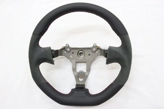 MINE'S Leather D-Shape Steering Wheel Red Stitch - BNR34