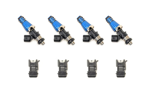 ID1700-XDS Injectors Set of 4, 60mm Length, 11mm Blue Adaptor Top, Denso Lower Cushion - Mitsubishi Evo 4-9/Toyota 4AGE/Celica 1ZZ-FE