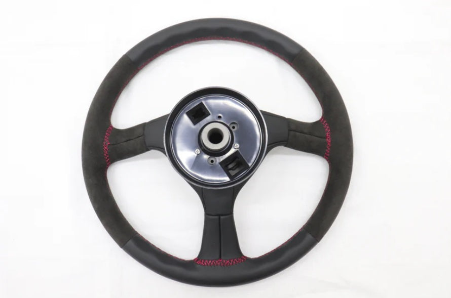 Mine's Leather 355mm Steering Wheel Red Stitch - BNR32